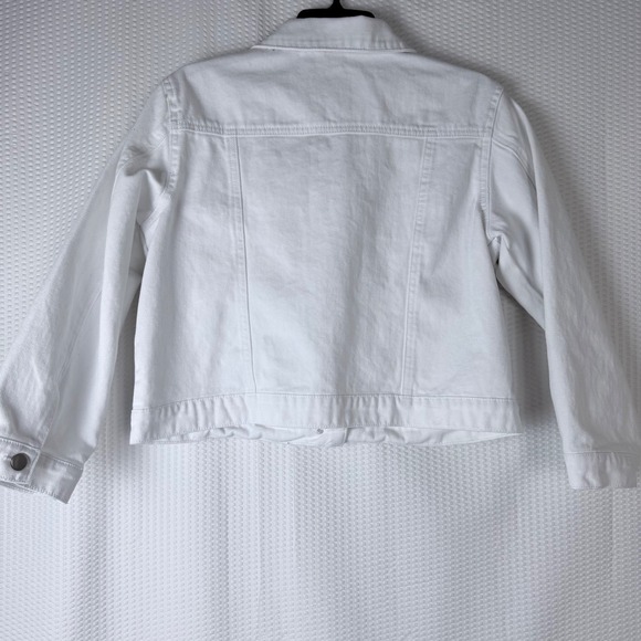 HME Womens Classic Denim Jacket White XL Button Front Trucker Style - Picture 6 of 8